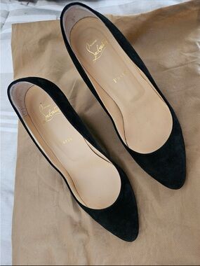Christian Louboutin Black Suede Pointed Toe Pumps TANJA 85 VEAU VELOURS